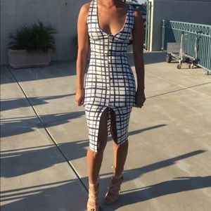 Blue and white dress